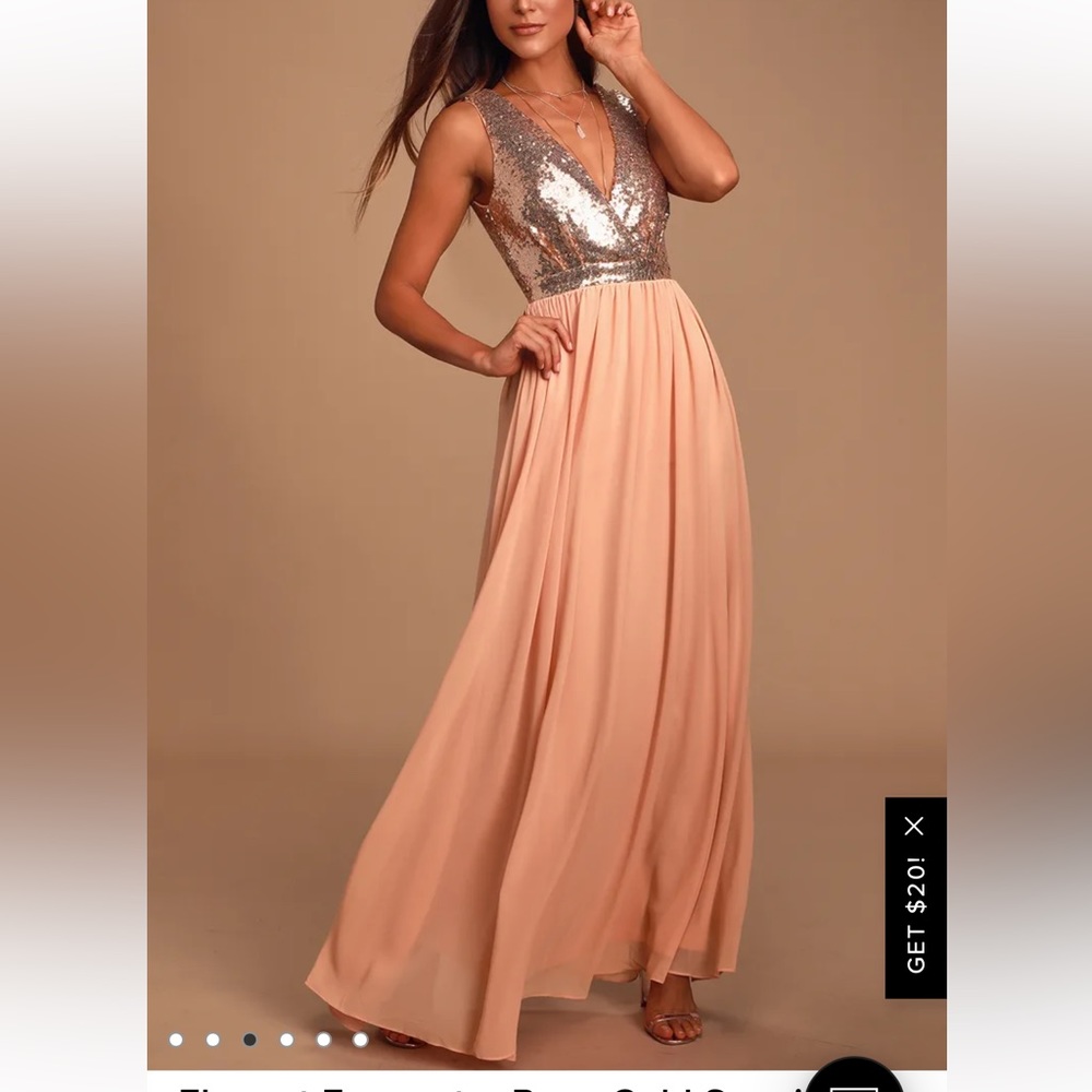 Lulu’s Elegant Encounter Rose Gold Sequin Maxi Dress